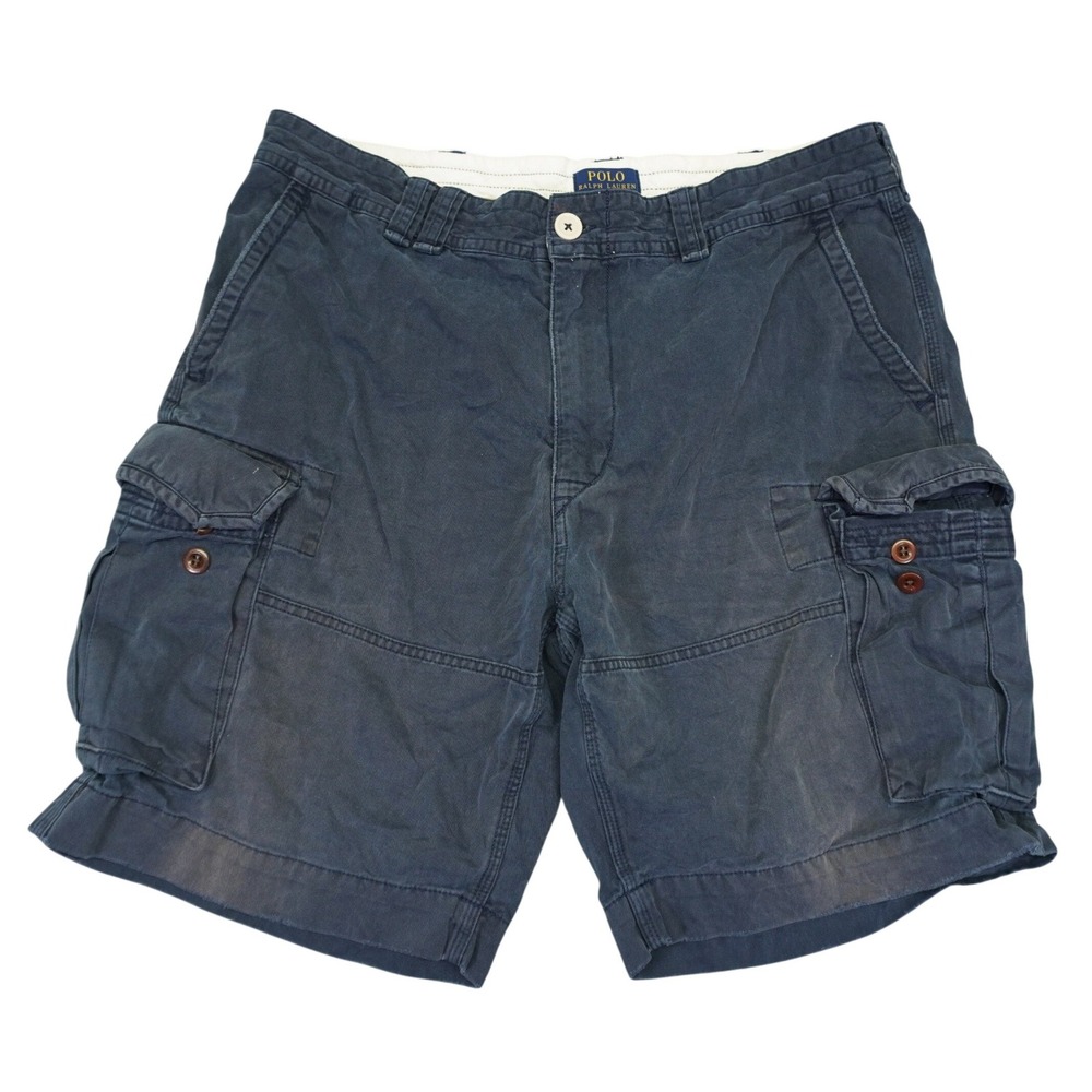 Polo Ralph Lauren Cargo Shorts Mens 38 Navy Blue Utility Pocket THRASHED